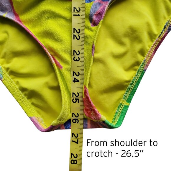 Becca Rebecca Virtue Costa Bella Yellow Tropical Print Plunge One Piece Swimsuit - Picture 11 of 16